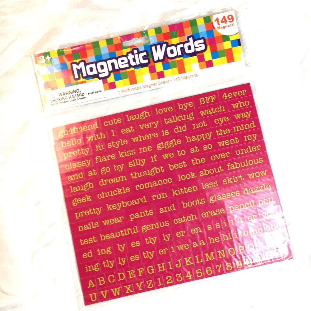 NWT Magnetic Sheet of Words and Numbers